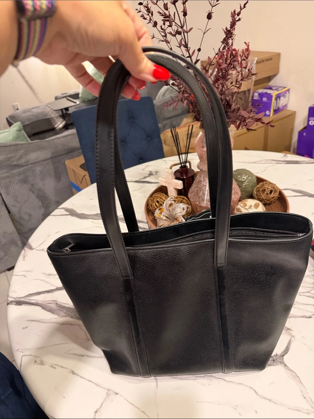 Michael Kors Black Pebbled Leather Carryall Tote